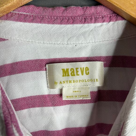 Anthropologie Maeve Fairhope Striped Button Down Rose Pink / White Size S - Picture 8 of 8